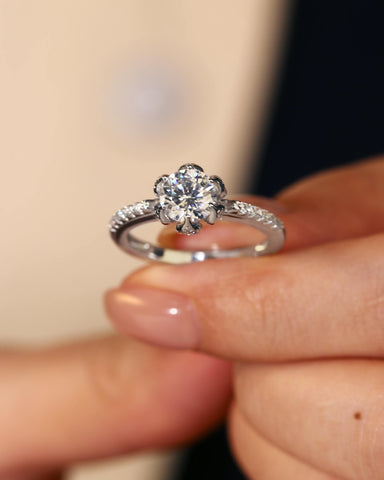 LILY Flower Inspired Solitaire Engagement Ring