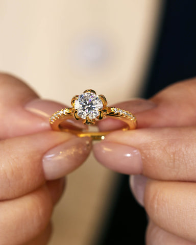 LILY Flower Inspired Solitaire Engagement Ring