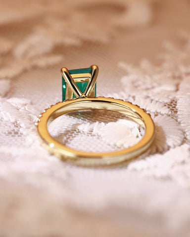 RAYA Classic Pave Emerald Engagement Ring