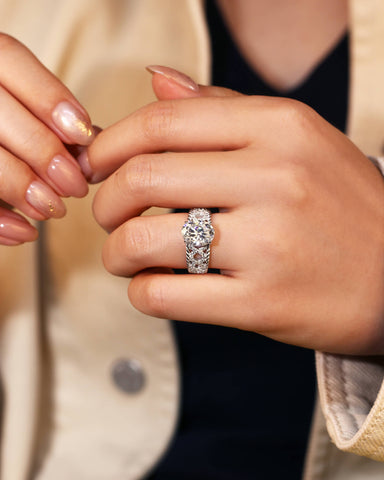 JESSICA Width Band Infinity Oval Moissanite Engagement Ring