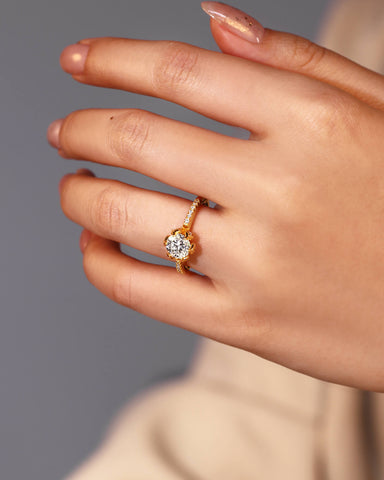 LILY Flower Inspired Solitaire Engagement Ring