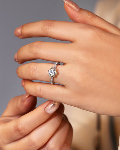 LILY Flower Inspired Solitaire Engagement Ring