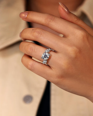 SUNNY Floral Inspired Round Cut Moissanite Engagement Ring