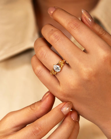 TANSY Pear Cut Moissanite Garden Inspired Engagement Ring