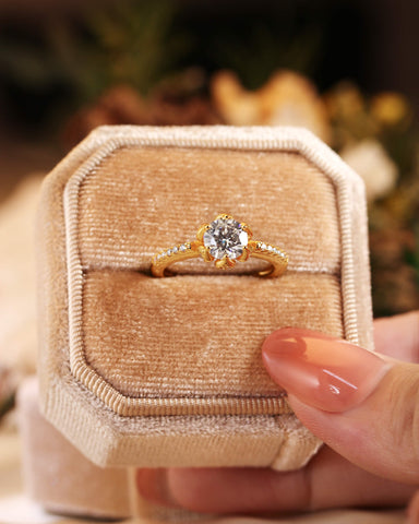 LILY Flower Inspired Solitaire Engagement Ring