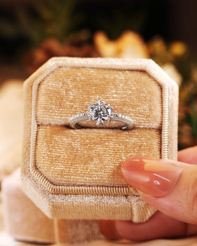 LILY Flower Inspired Solitaire Engagement Ring