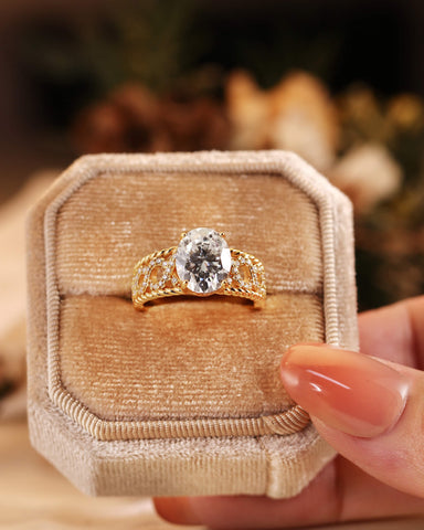 JESSICA Width Band Infinity Oval Moissanite Engagement Ring