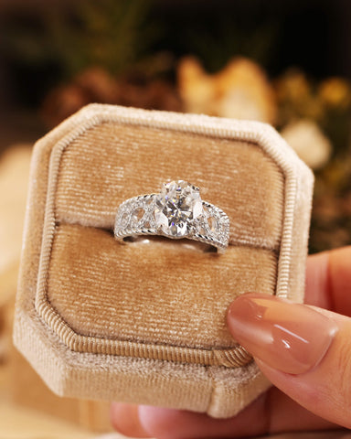 JESSICA Width Band Infinity Oval Moissanite Engagement Ring
