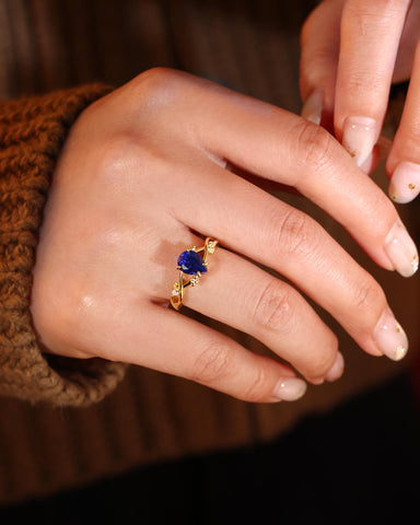 ARWEN Nature Inspired Pear Sapphire Blue Engagement Ring