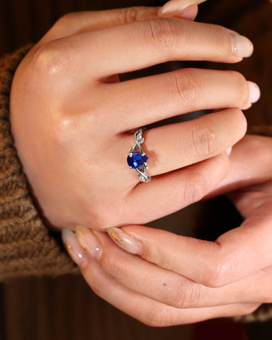 ARWEN Nature Inspired Pear Sapphire Blue Engagement Ring