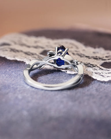 ARWEN Nature Inspired Pear Sapphire Blue Engagement Ring