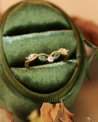 TOVA Moss Agate Curved Band ring