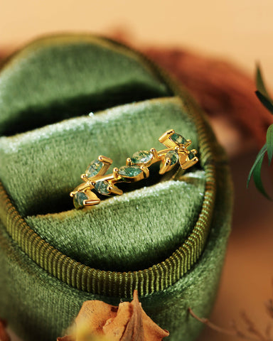 LYRIC Marquise Cut Moss Agate Ring for Women