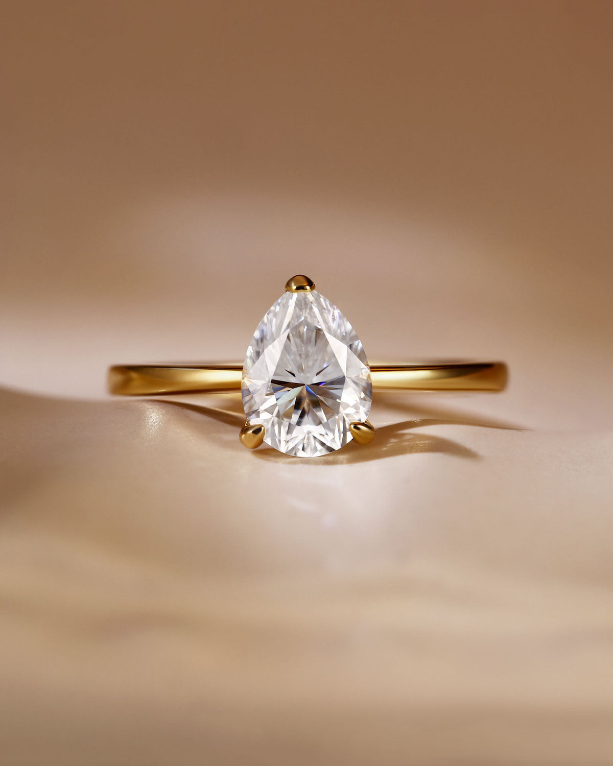 JULIET Pear Shape Moissanite Engagement Ring Minimalist Solitaire Promise Ring