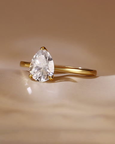 JULIET Pear Shape Moissanite Engagement Ring Minimalist Solitaire Promise Ring