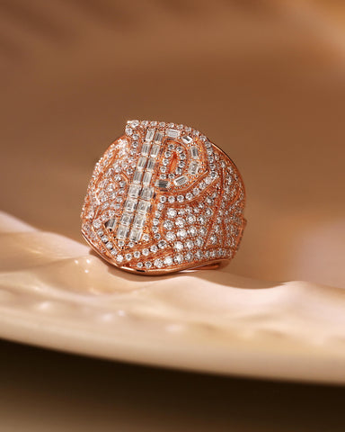 CHAMP Iced Out Moissanite Diamond Custom Initial Name Ring