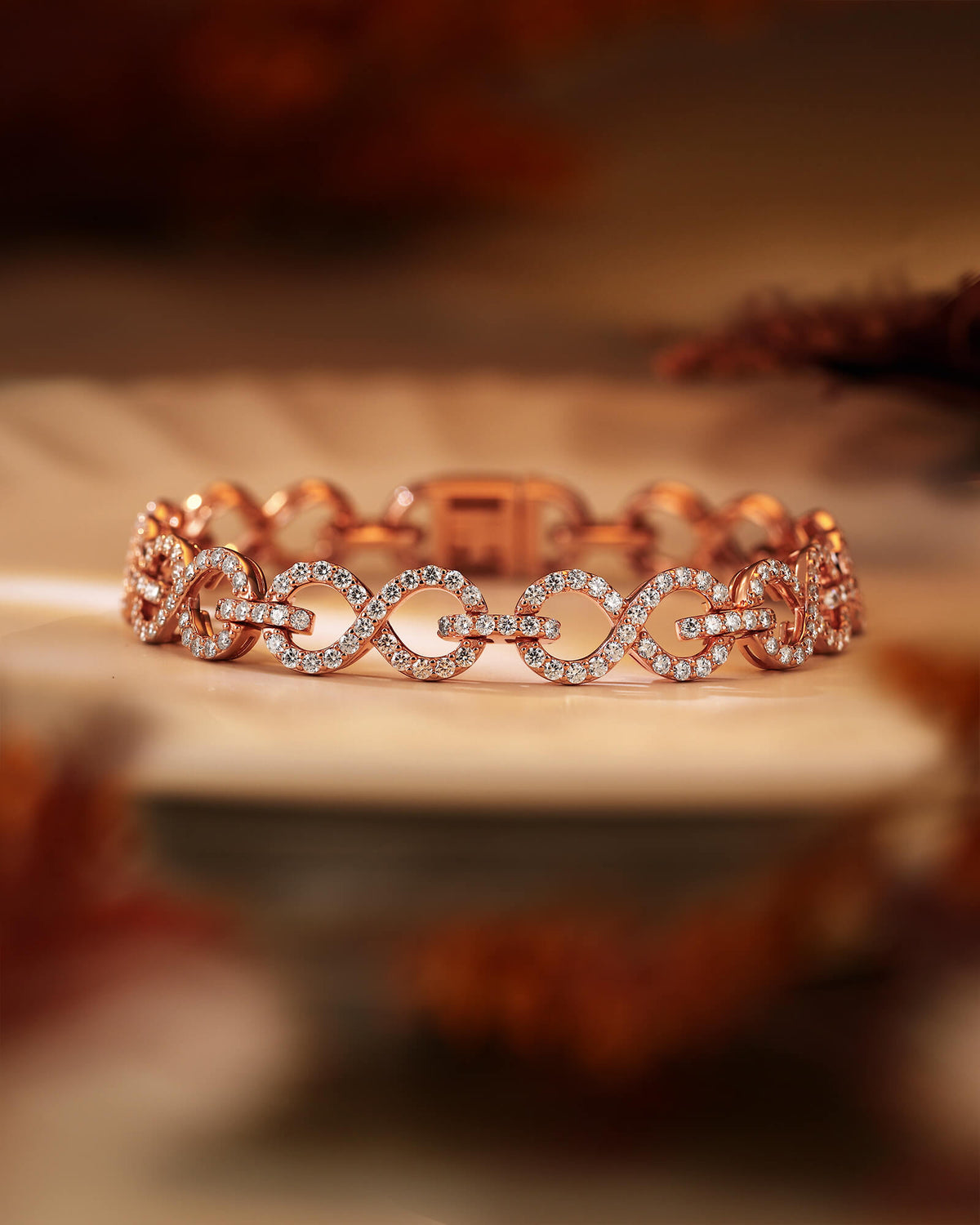 FIONA Micro Pave Moissanite Hollow Infinity Bracelet