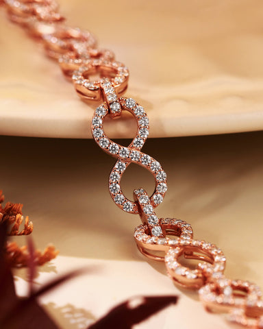 FIONA Micro Pave Moissanite Hollow Infinity Bracelet