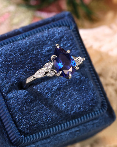 ELAIA Pear Cut Sapphire Twist Cluster Engagement Ring