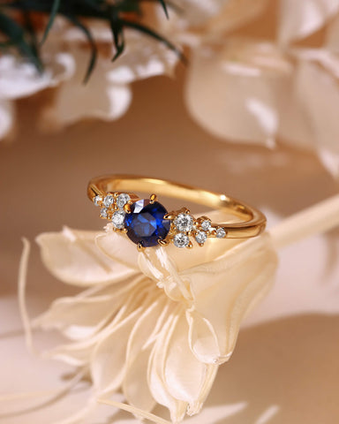ESTELLA Skynight Fairy Round Cut Sapphire Engagement Ring