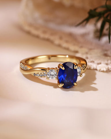 CYNTHIA Twisted Oval Cut Sapphire Engagement Ring