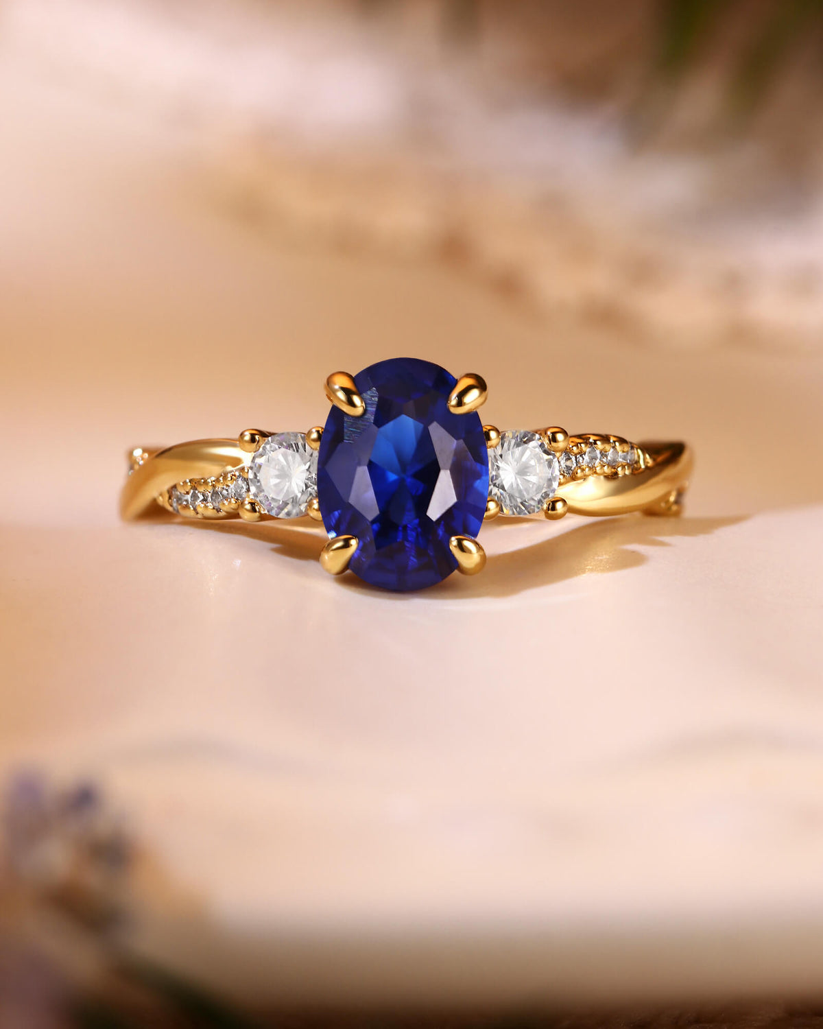 CYNTHIA Twisted Oval Cut Sapphire Engagement Ring