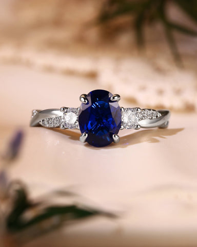 CYNTHIA Twisted Oval Cut Sapphire Engagement Ring