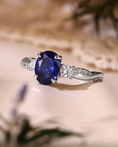 CYNTHIA Twisted Oval Cut Sapphire Engagement Ring
