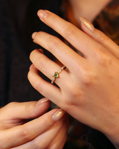 ELORA Heart Moss Agate Nature Inspired Engagement Ring