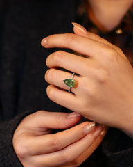 DANIELLA Pear Shaped Moss Agate Engagement Ring