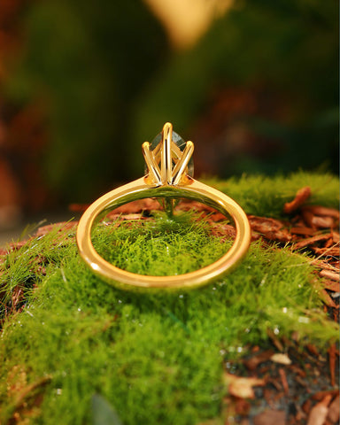 VERNA Marquise Moss Agate Solitaire Engagement Ring
