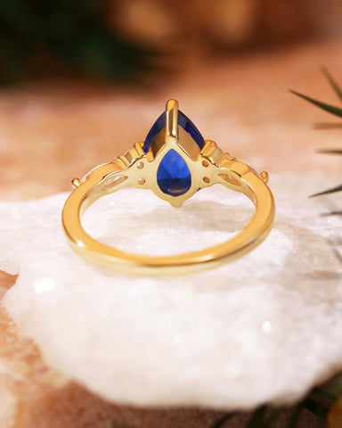 LORRAINE Vintage Pear Cut Sapphire Cluster Engagement Ring
