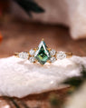 IMOGEN Kite Cut Cyan Moissanite Engagement Ring Classic Side Stone Ring
