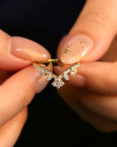 ALENCIA Lacey Design Moissanite Pave Matching Ring Curved Wedding Band