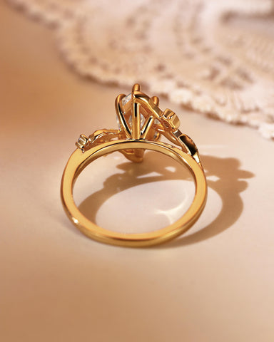 EUGENIA Marquise Cut Moissanite Leafy Floral Bypass Engagement Ring