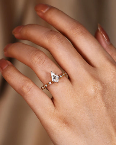 PETRA Kite Cut Moissanite Engagement Ring Milgrain marquise Design Promise Ring