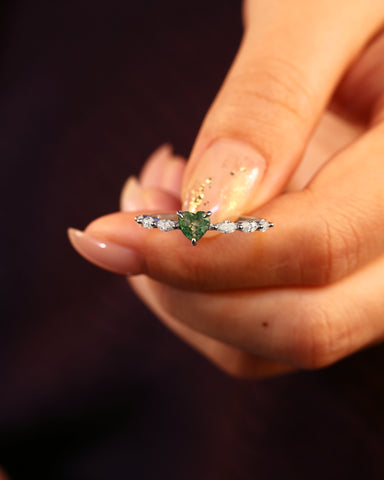 ELORA Heart Moss Agate Nature Inspired Engagement Ring