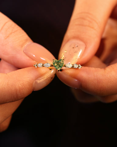 ELORA Heart Moss Agate Nature Inspired Engagement Ring