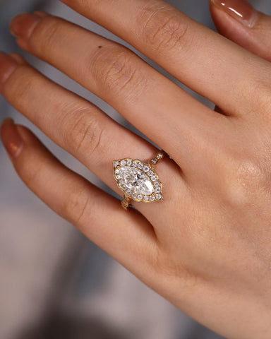 KATRIEL Vintage Halo Marquise Cut Moissanite Engagement Ring