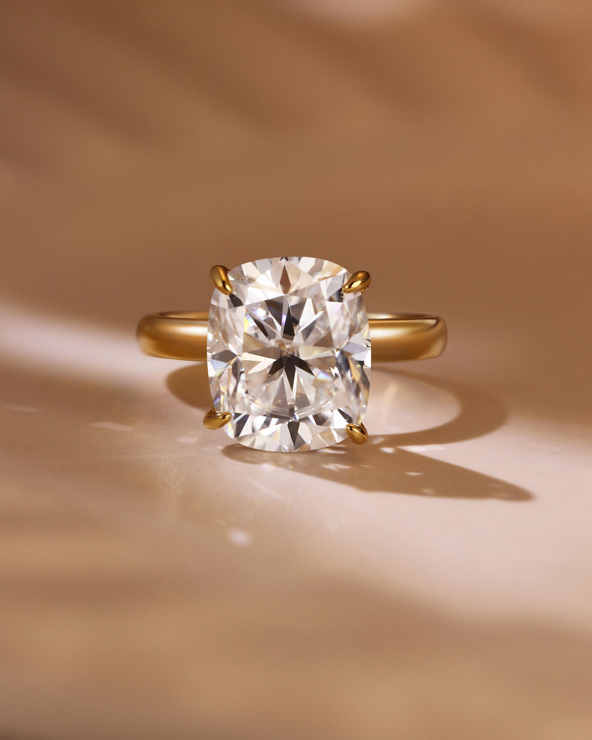 LUCIA 18k Yellow Gold Cushion Cut 8CT Moissanite Solitaire Ring