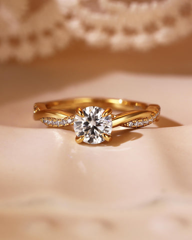 CIELO Round Cut Twist Engagement Ring