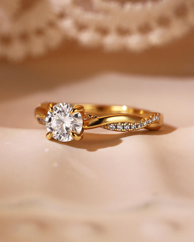 CIELO Round Cut Twist Engagement Ring