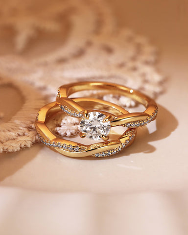 CIELO Round Cut Infinity Bridal Set 2pcs