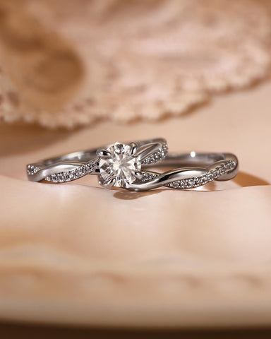 CIELO Round Cut Infinity Bridal Set 2pcs