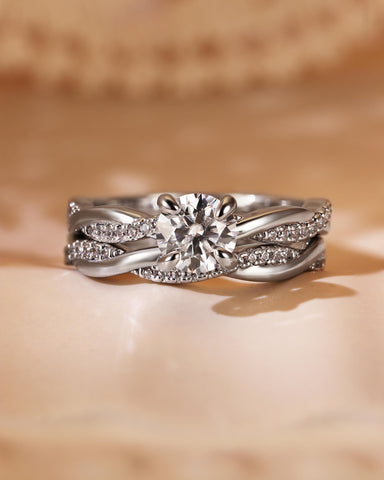 CIELO Round Cut Infinity Bridal Set 2pcs