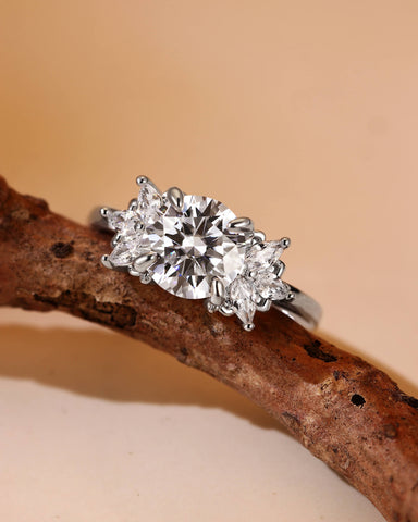 RUELLE Marquise & Round Cut Moissanite Cluster Engagement Ring