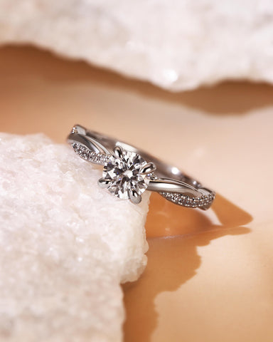 CIELO Round Cut Twist Engagement Ring