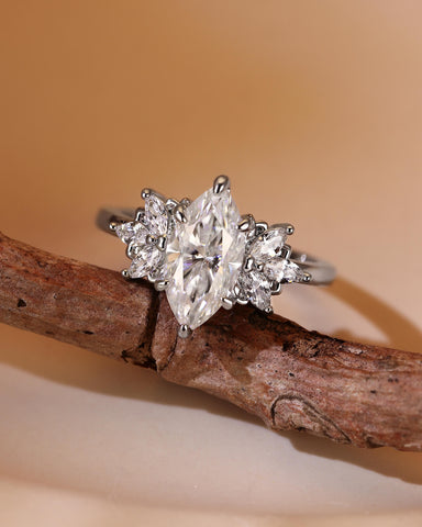 LIANA Marquise Moissanite Cluster Engagement Ring