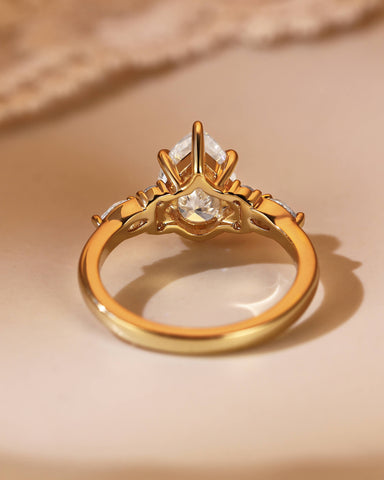 NADIA Three Stone Pear Cut Moissanite Twist Engagement Ring