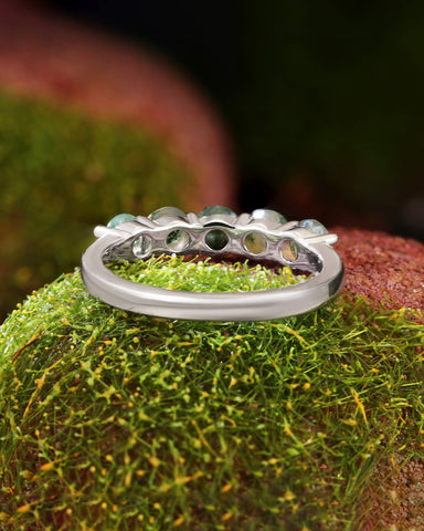 FRONELLE Round Cut Moss Agate Promise Ring